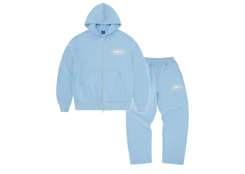Corteiz Island Puff Print Tracksuit Baby Blue