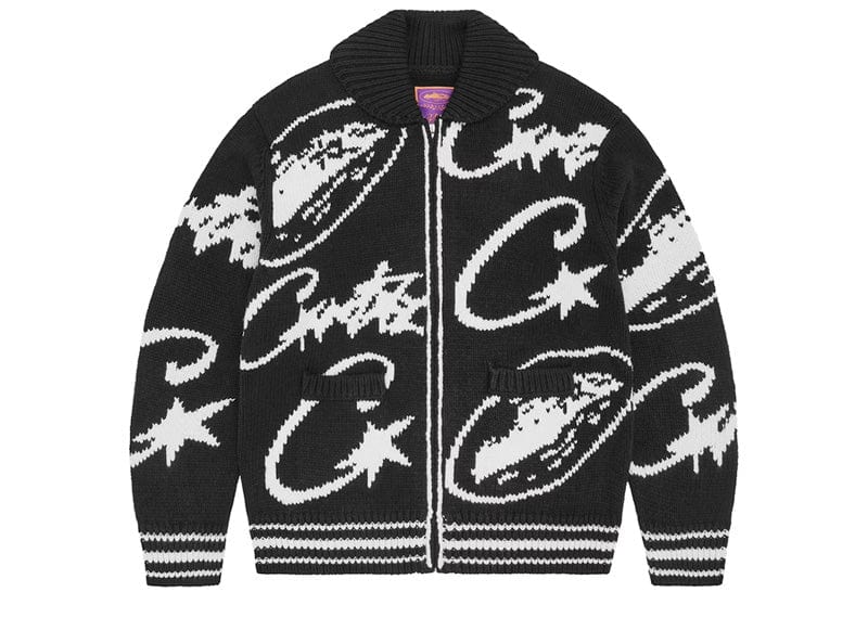 Corteiz VVS Heavy Jacquard Knit Zip Natural